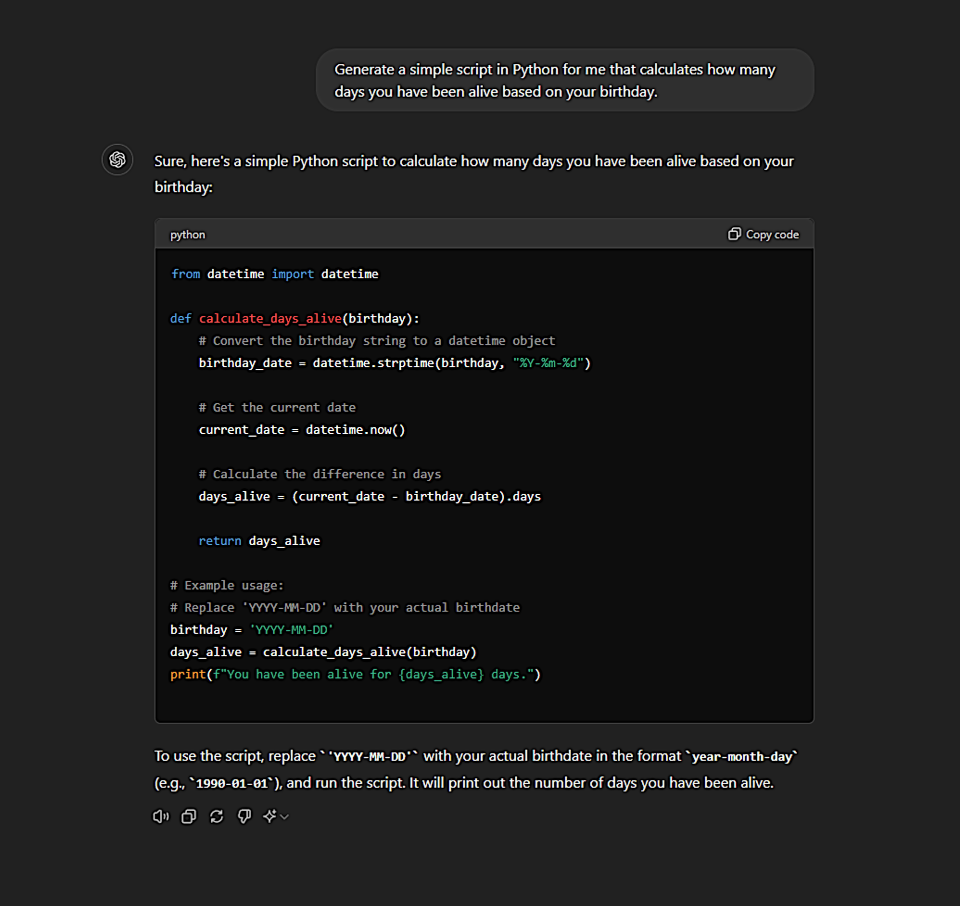 A Simple Python Script that Turns Your Birthday Into Days Lived