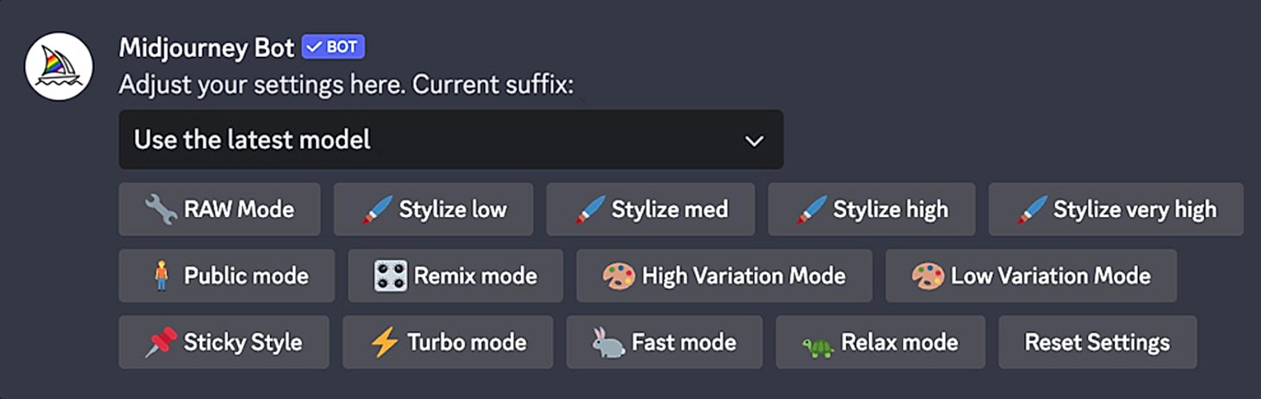 Midjourney 3 Settings are default preferences you set that shape how Midjourney responds to your prompts, unless otherwise specified.