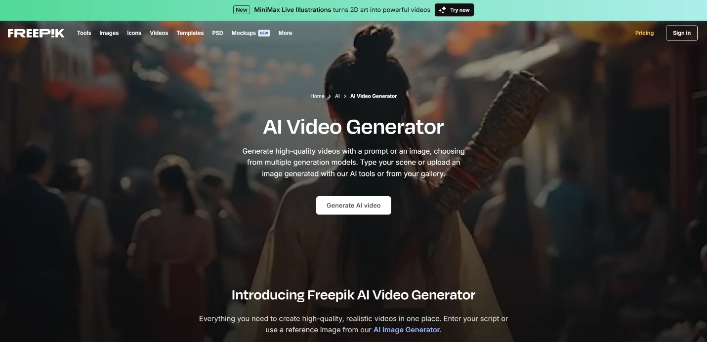 هوش مصنوعی تبدیل عکس به ویدیو 13 Freepik AI Video Generator